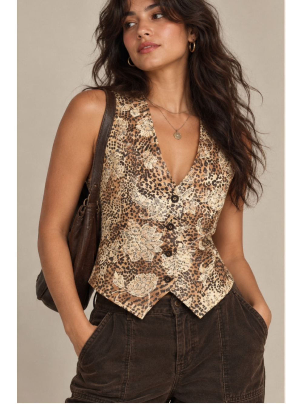 VTG 90s Myrna Brocade Leopard Floral Waistcoat Vest - NWT Deadstock M